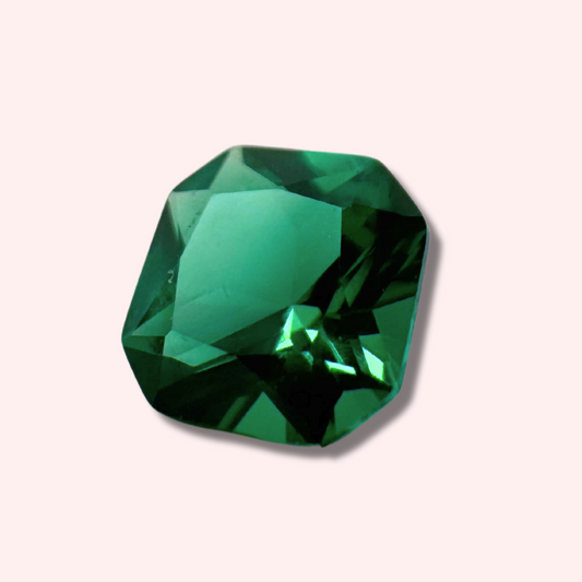 High-quality 6x6mm square cushion emerald lab-grown nano crystal, perfect for lost wax casting in jewellery making.