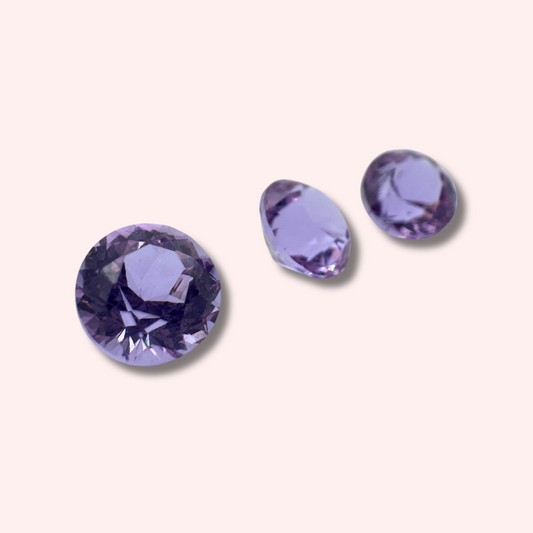 6.5mm round lavender CZ, ideal for lost wax casting and silver clay techniques in jewellery making