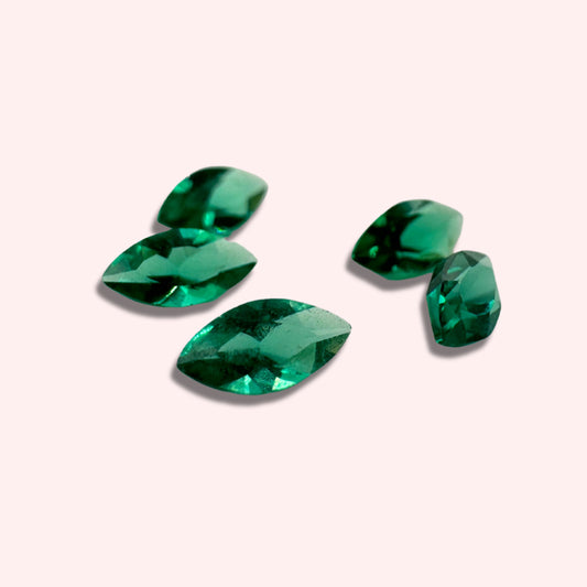 Lost Wax Cast In Place Gemstone | Green Emerald Marquise Lab Grown Nano Crystal