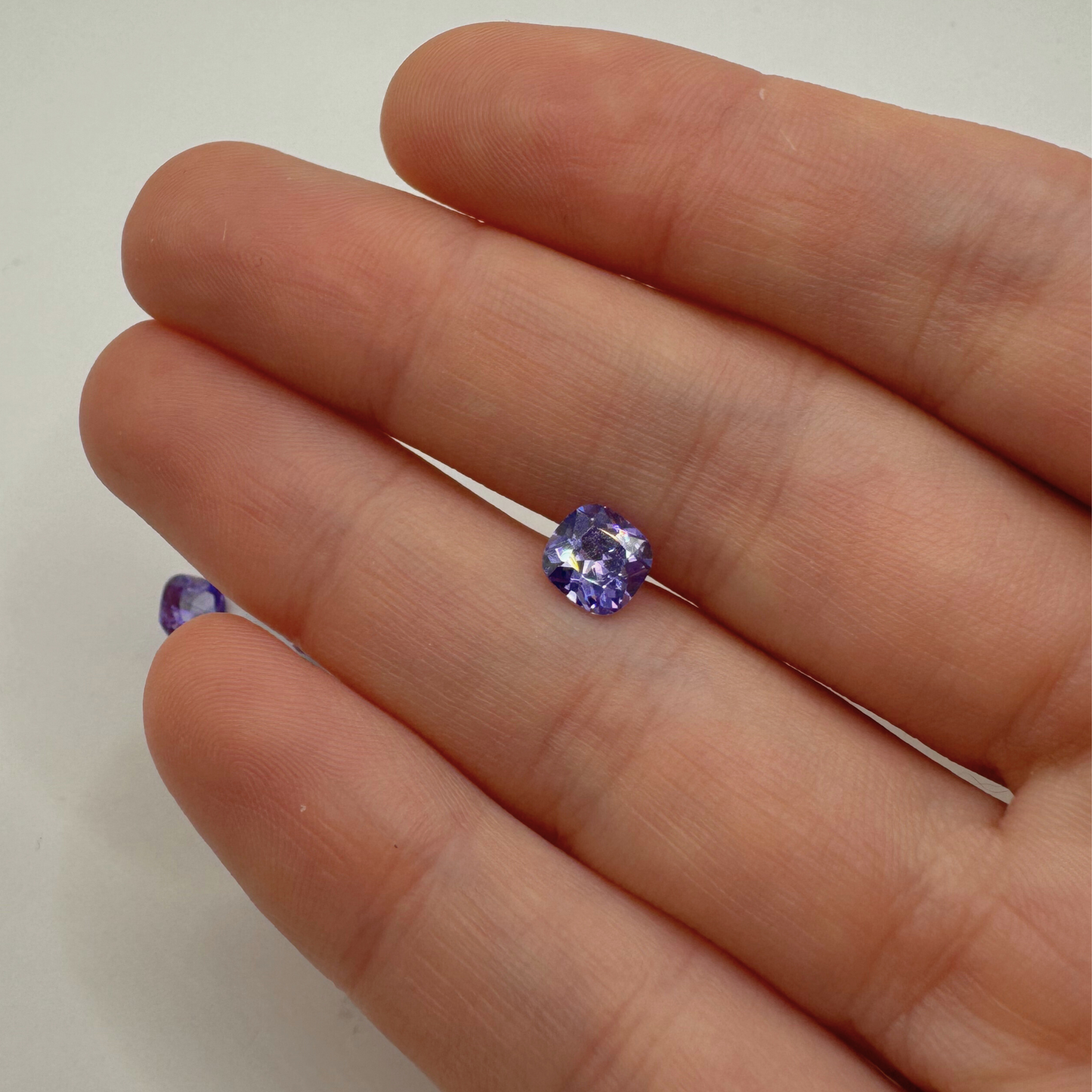 Heat proof gemstone for casting 6x6mm high-quality cushion cut square CZ in vibrant violet, perfect for lost wax casting and whimsical jewellery making.