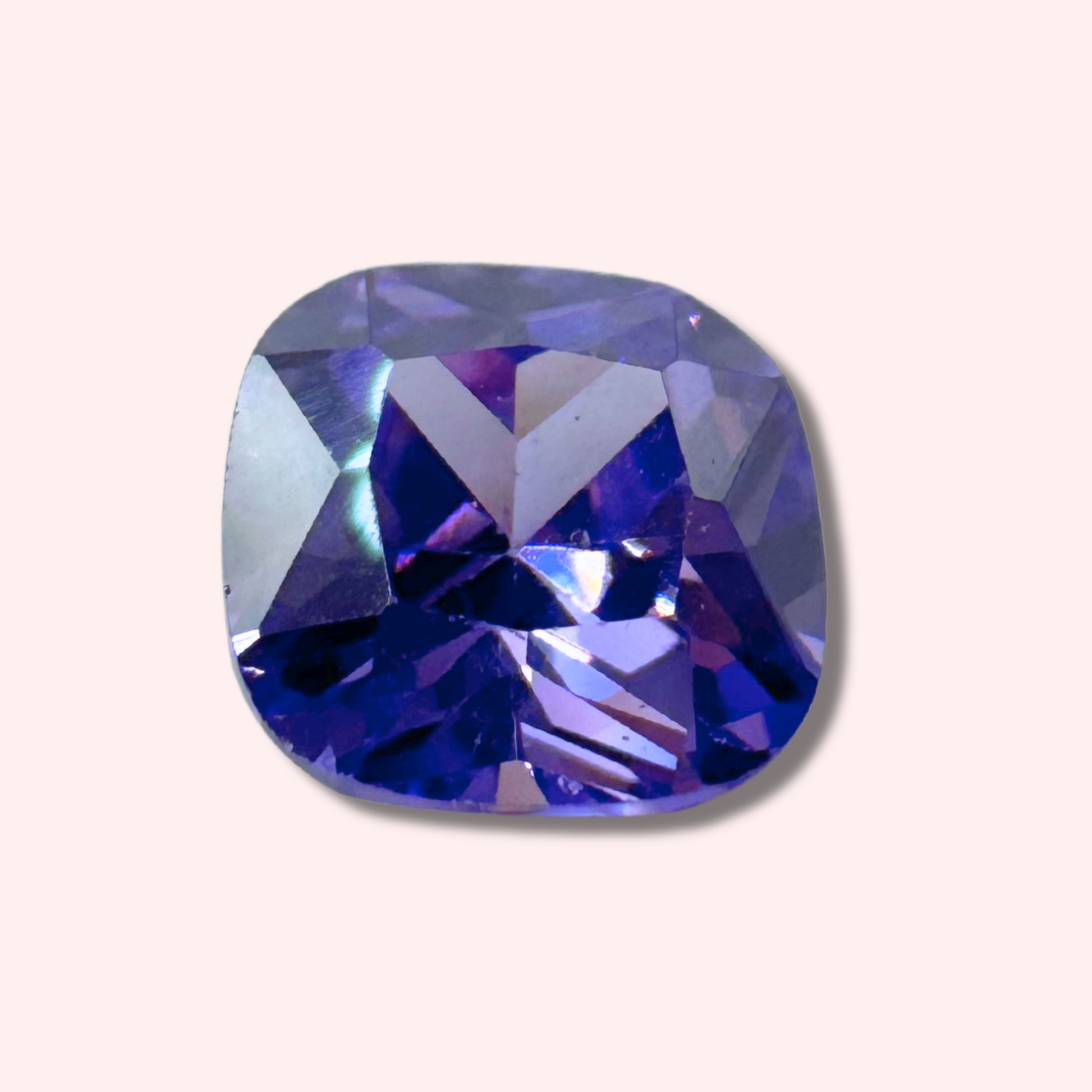 Stunning 6x6mm square cushion CZ in violet, ideal for silver clay techniques and unique jewellery designs