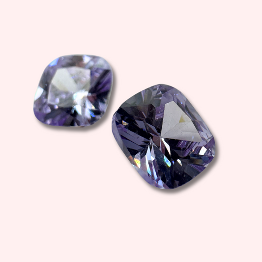 7x5mm rectangular lab-grown CZ amethyst with deep purple hue cast in place gemstone. 